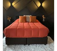 Zelesta Easybed Couette 4 Saisons - Couette sans Housse - Literie pour l'hiver et l'été Chaude Duvet - Couette Lavable sans Housse (Gris Clair & Gingembre, 200x200cm)