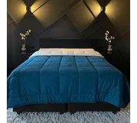 Zelesta Easybed Couette 4 Saisons - Couette sans Housse - Literie pour l'hiver et l'été Chaude Duvet - Couette Lavable sans Housse (Turquoise & Beige, 240x220cm)