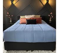 Zelesta Easybed Couette 4 Saisons - Couette sans Housse - Literie pour l'hiver et l'été Chaude Duvet - Couette Lavable sans Housse (Bleu & Mastic, 140x200cm)