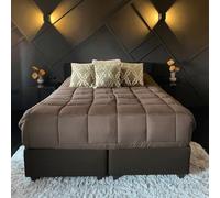 Zelesta Easybed Couette 4 Saisons - Couette sans Housse - Literie pour l'hiver et l'été Chaude Duvet - Couette Lavable sans Housse (Brun Chocolat & Corail, 160x220cm)