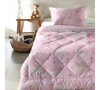 Zelesta Kiddybed 140x200 Literie pour Enfants 4 Saisons - Housse de Couette et Couette d'Hiver et d'Été - Lavable sans Housse - Motifs Rainbow Unicorn