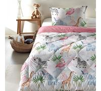 Zelesta Kiddybed 140x200 Literie pour Enfants 4 Saisons - Housse de Couette et Couette d'Hiver et d'Été - Lavable sans Housse - Motifs Animaux Colorés