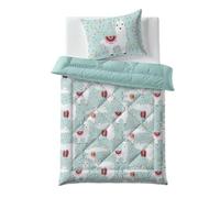 Zelesta Kiddybed 140x200 Literie pour Enfants 4 Saisons - Housse et Couette d'Hiver et d'Été - Lavable sans Housse - Motifs Party Lama