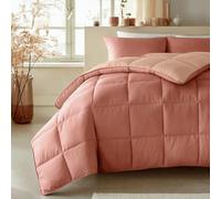 Zelesta Lit Premium - Couette 2 en 1 avec Housse Fixe - Lavable & Hypoallergénique - Coton Percale - Couette Sans Housse (Salmon & Peach, 240x200)