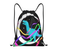 Zelinge Daisy Dog Sac à dos avec cordon de serrage Bleu et jaune, Cartoon Dinosaur Moon Black, 16.5 x 19.6 inch, Sacs à dos de jour