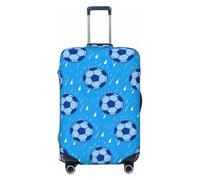 Zelinge Housse de bagage lavable, Ballons de football Rains Bleu, for 29-32" Suitcase XL, Housse élastique pour valise de voyage