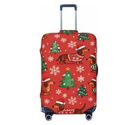 Zelinge Housse de bagage lavable, housse de valise de voyage, housse anti-rayures, Arbres de Noël rouges pour chiens mignons, for 18-21 Inch Luggages S