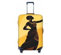 Zelinge Housse de protection élastique colorée pour valise de voyage résistante aux rayures, Femme Africaine Danse Géométrique, for 18-21 Inch Luggages S