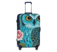 Zelinge Housse de protection élastique colorée pour valise de voyage résistante aux rayures, Hibou mosaïque bleu sarcelle, for 25-28 Inch Luggages L