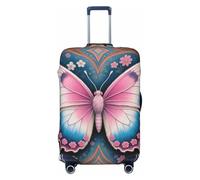 Zelinge Housse de protection élastique pour valise de voyage anti-rayures, Floral Butterfly Art Sarcelle, for 22-24 Inch Luggages M