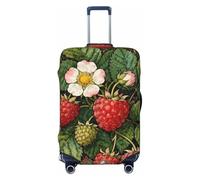 Zelinge Housse de protection élastique pour valise de voyage, housse de protection anti-rayures, Feuilles vertes framboise, for 22-24 Inch Luggages M