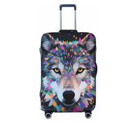 Zelinge Housse de protection élastique pour valise, lavable, anti-rayures, Loup géométrique coloré, for 18-21 Inch Luggages S