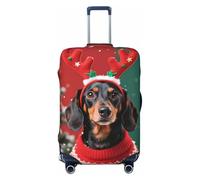 Zelinge Housse de protection élastique pour valise, lavable, anti-rayures, Noël teckel, for 25-28 Inch Luggages L