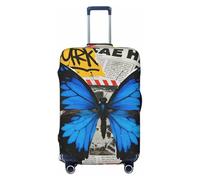 Zelinge Housse de protection élastique pour valise, protection contre les rayures, Papillon Grunge Noir Bleu, for 29-32 Inch Luggages XL