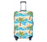 Zelinge Housse de protection élastique pour valise, résistante aux rayures, Arbres tropicaux bleu beige, for 18-21 Inch Luggages S