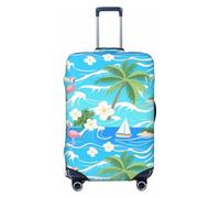 Zelinge Housse de protection lavable pour valise de voyage anti-rayures, Flamant rose tropical île bleue, for 18-21 Inch Luggages S