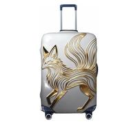 Zelinge Housse de protection lavable pour valise de voyage anti-rayures, Golden Fox Line Art Gris, for 22-24 Inch Luggages M