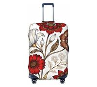 Zelinge Housse de protection pour valises de voyage - Résistante aux rayures, Rouge doré marron floral, for 18-21 Inch Luggages S