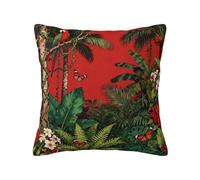 Zelinge Housses de coussin décoratives douces pour canapé, salon, décoration d'intérieur - 61 x 61 cm - Rouge jungle tropicale vive