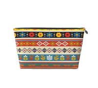 Zelinge Jolie trousse de maquillage avec fermeture éclair, Folk Art Animal Motif rayé Rouge, One Size