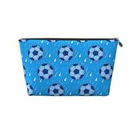 Zelinge Jolie trousse de maquillage pour sac à main, trousse de toilette, trousse de voyage, pochette cosmétique portable, Ballons de football Rains Bleu-1, One Size