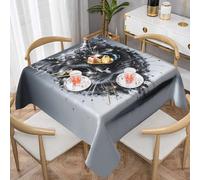 Zelinge Petite nappe motif chat argenté pour fêtes, pique-nique, 152,4 x 152,4 cm, pour tables carrées ou rondes, nappe de table à manger