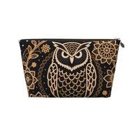 Zelinge Petite trousse de maquillage compacte de voyage pour femme, Chouette dorée à pois mignons foncés-1, One Size