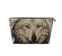 Zelinge Petite trousse de maquillage pour sac à main, trousse de toilette avec fermeture éclair, Retro Wolf Beige Noir, One Size