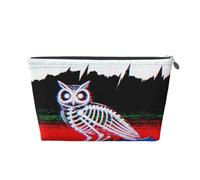 Zelinge Petite trousse de maquillage pour sac à main, trousse de toilette de voyage, pochette cosmétique, Hibou squelette rouge marine foncé, One Size