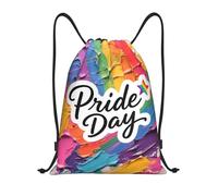 Zelinge Pride Month Sac à dos de sport avec cordon de serrage pour la plage, Pride Day Rainbow Star Coloré, 14 x 16.9 inch, Sacs à dos de jour