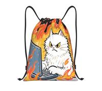 Zelinge Sac à cordon de serrage pour yoga, danse, voyage, Bâton de chat en colère, 14 x 16.9 inch, Sacs à dos de jour