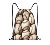 Zelinge Sac à cordon de serrage, sac de sport, sac de natation, pour la plage, Balles de baseball rétro, 14 x 16.9 inch, Sacs à dos de jour