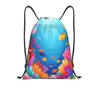 Zelinge Sac à dos avec cordon de serrage Motif baleine Bleu, Scène sous-marine vive, 14 x 16.9 inch, Sacs à dos de jour