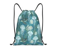 Zelinge Sac à dos avec cordon de serrage pour danse et yoga, Ealist Underwater Lifes Bleu sarcelle, 14 x 16.9 inch, Sacs à dos de jour