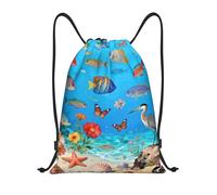 Zelinge Sac à dos avec cordon de serrage pour danse et yoga, Vies marines sous-marines, 14 x 16.9 inch, Sacs à dos de jour