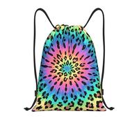 Zelinge Sac à dos avec cordon de serrage pour gym, danse, yoga, Léopard coloré, 14 x 16.9 inch, Sacs à dos de jour