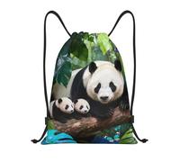 Zelinge Sac à dos avec cordon de serrage pour sport, gym, danse, yoga, Panda Feuilles Mignonnes, 14 x 16.9 inch, Sacs à dos de jour