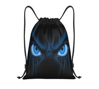 Zelinge Sac à dos avec cordon de serrage pour yoga, danse, voyage, Angry Blue Eyes Black, 14 x 16.9 inch, Sacs à dos de jour
