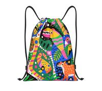 Zelinge Sac à dos avec cordon de serrage pour yoga, danse, voyage, Animaux abstraits dans la jungle, 14 x 16.9 inch, Sacs à dos de jour