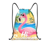 Zelinge Sac à dos avec cordon de serrage pour yoga, danse, voyage, Flamant rose d'été avec lunettes de soleil, 14 x 16.9 inch, Sacs à dos de jour