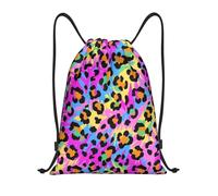 Zelinge Sac à dos coloré avec cordon de serrage pour gym, sport, danse, yoga, Imprimé léopard coloré, 14 x 16.9 inch, Sacs à dos de jour