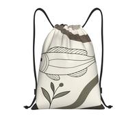 Zelinge Sac à dos coloré avec cordon de serrage pour sport, camping, voyage, danse, Poisson beige marron, 14 x 16.9 inch, Sacs à dos de jour