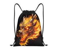 Zelinge Sac à dos de sport avec cordon de serrage, Loong Head Flame Dark, S | Sac à cordes pour le sport, la natation, le yoga