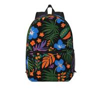 Zelinge Sac à dos de travail léger pour ordinateurs portables de 13" et 14", Jungle tropicale noire, One Size, Sacs à dos de voyage