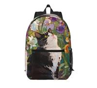 Zelinge Sac à dos de voyage léger pour voyage, travail, affaires, Chat Iris Violet Jaune, One Size, Sacs à dos de voyage