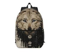 Zelinge Sac à dos de voyage mignon pour ordinateur portable, sac à dos de travail, sac à dos d'affaires, Vintage Wolf Noir Beige, One Size, Sacs à dos de voyage