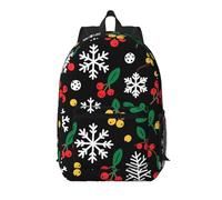 Zelinge Sac à dos de voyage pour homme et femme Motif chat Vert tropical 43,2 cm, Flocons de neige de Noël Baies Noir, One Size, Sacs à dos de voyage