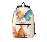 Zelinge Sac à dos de voyage pour homme et femme, sac à dos de travail et de randonnée, Floral Fox Butterfly Art Crème, One Size, Sacs à dos de voyage