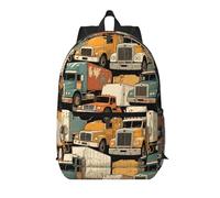 Zelinge Sac à dos de voyage pour ordinateur portable Motif animaux de dessin animé Vert, Retro Trucks Dark, One Size, Sacs à dos de voyage