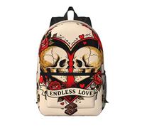 Zelinge Sac à dos décontracté pour ordinateur portable de 13 pouces, Skull Lovers Rose Endless Love, One Size, Sacs à dos de voyage